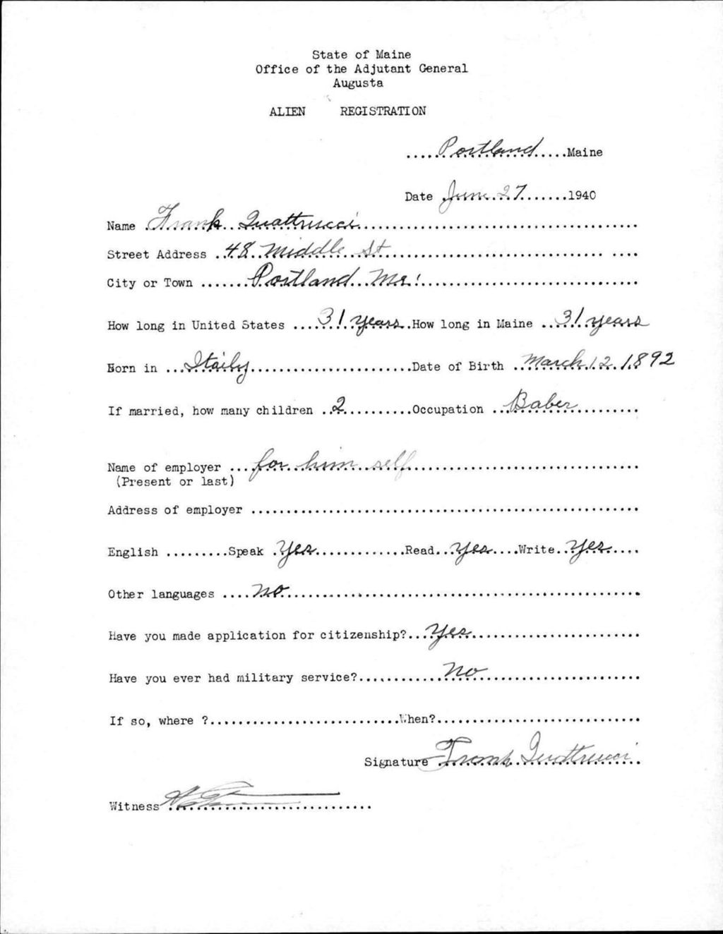 Miniature of Alien Registration- Quattrucci, Frank (Portland, Cumberland County)