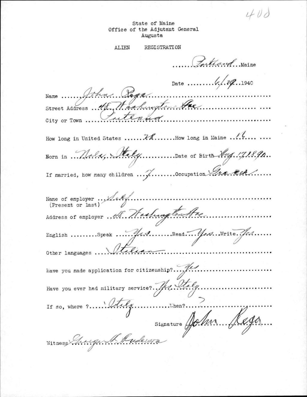 Miniature of Alien Registration- Rega, John (Portland, Cumberland County)