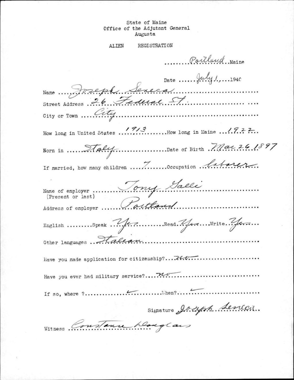 Miniature of Alien Registration- Seneca, Joseph (Portland, Cumberland County)