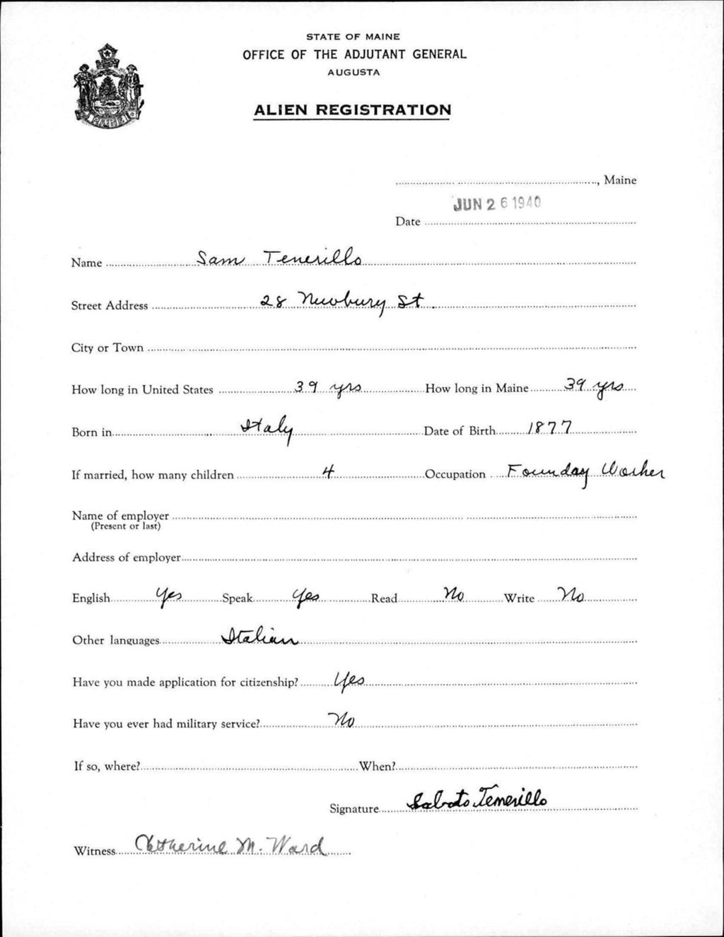 Miniature of Alien Registration- Tenerillo, Sam (Portland, Cumberland County)