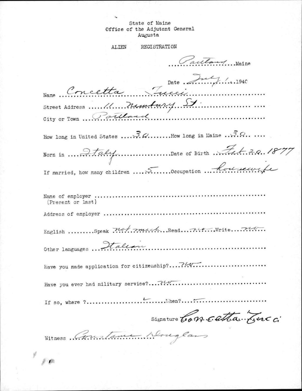 Miniature of Alien Registration- Tucci, Concetta (Portland, Cumberland County)