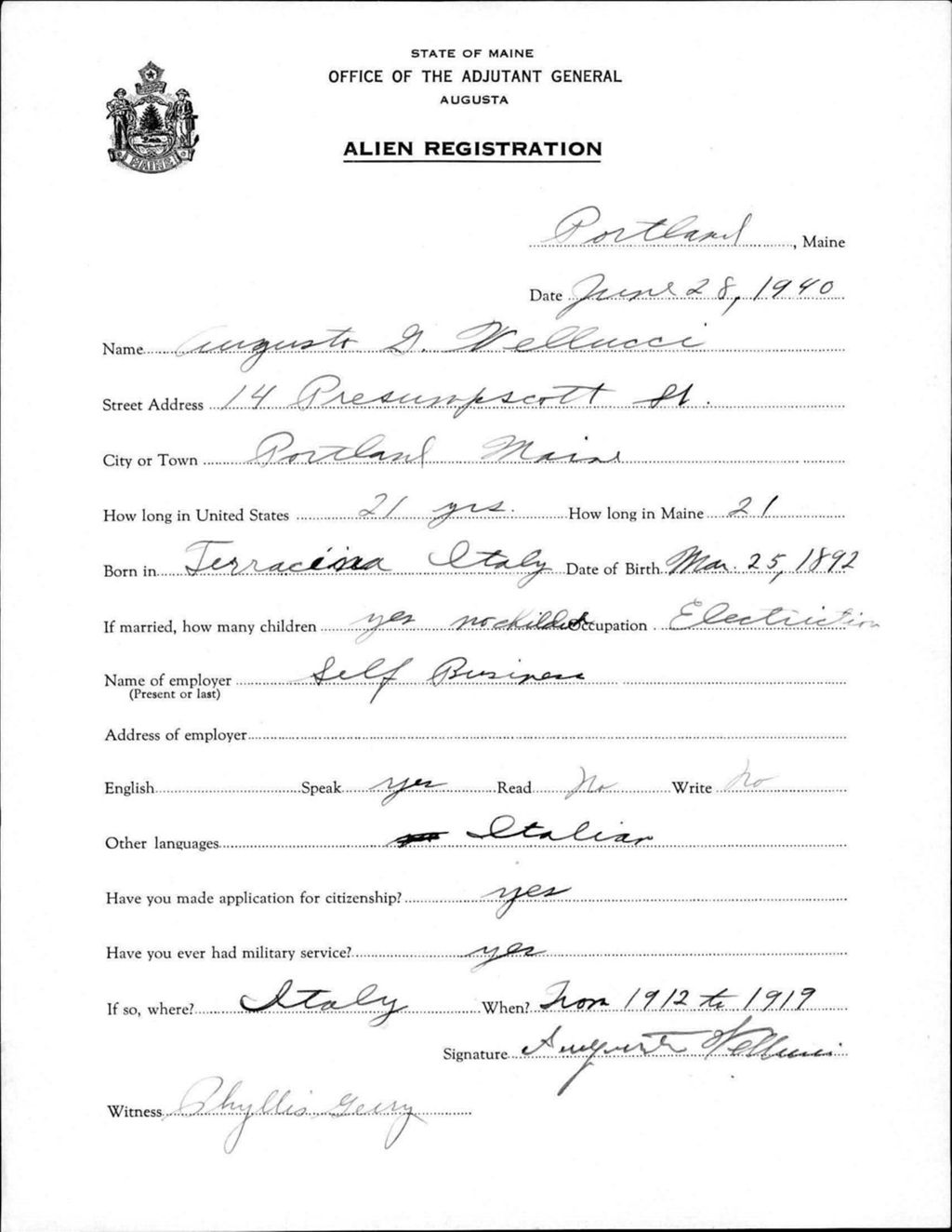 Miniature of Alien Registration- Vellucci, Augusta G. (Portland, Cumberland County)