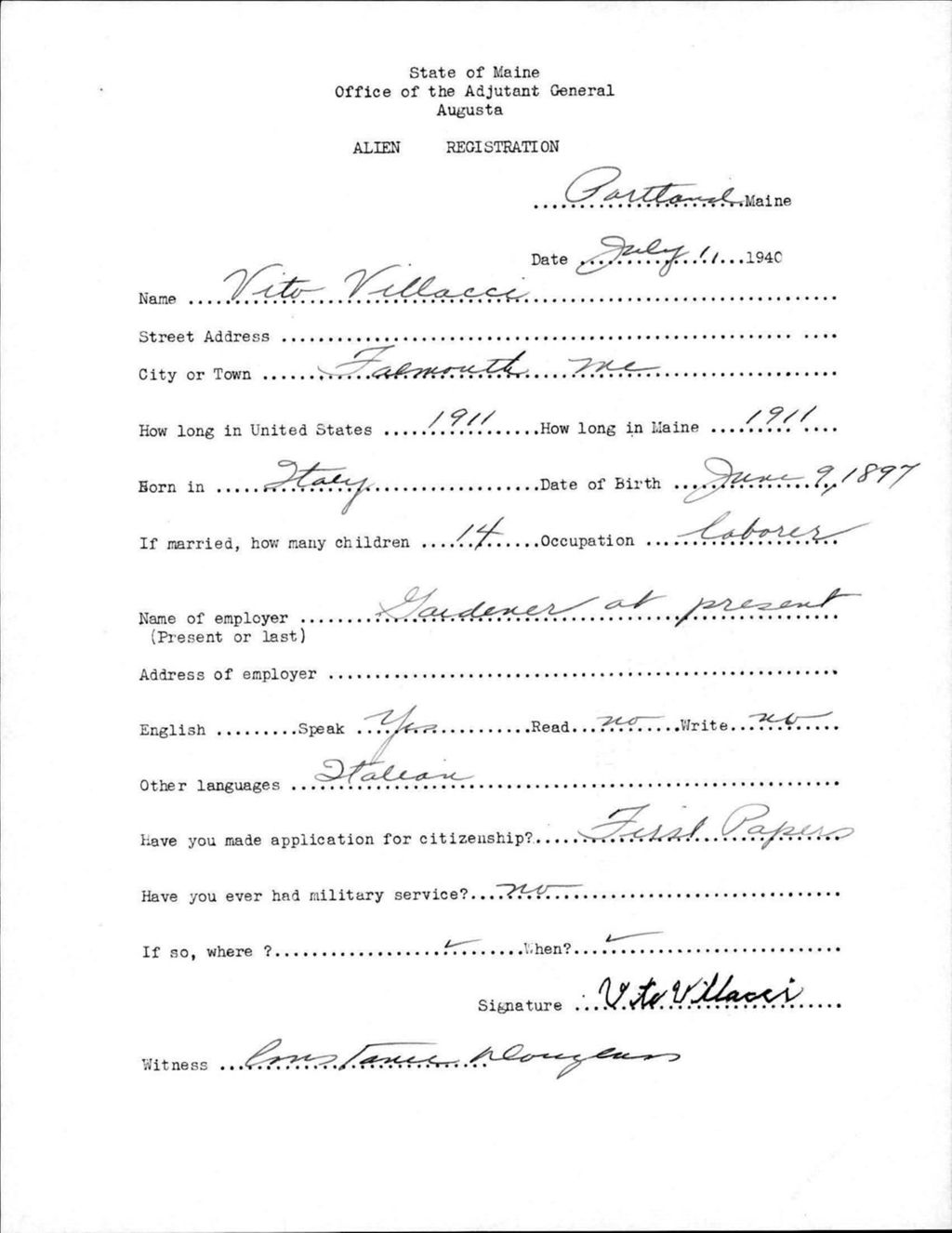 Miniature of Alien Registration- Villacci, Vito (Portland, Cumberland County)