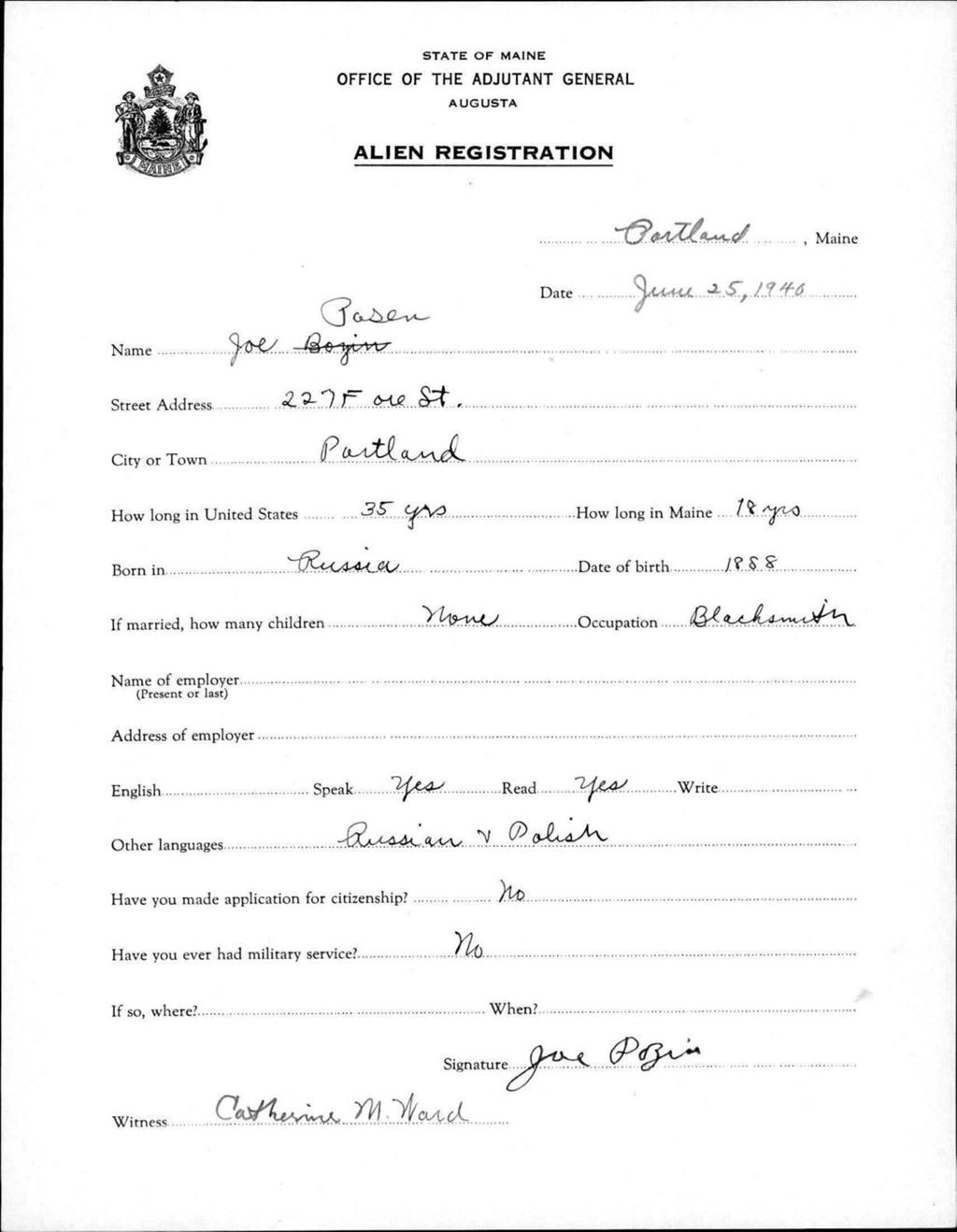 Miniature of Alien Registration- Pasen, Joe (Portland, Cumberland County)