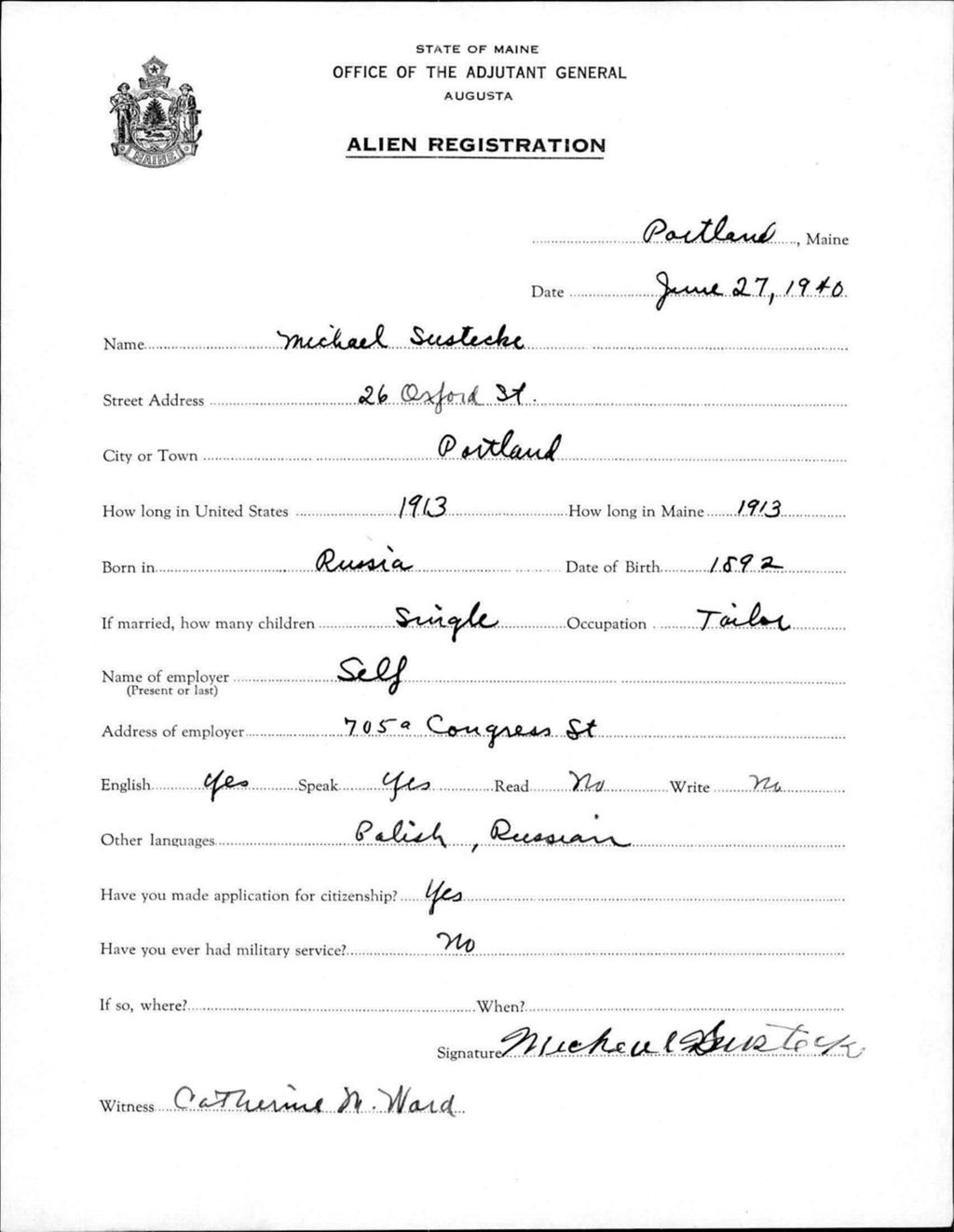 Miniature of Alien Registration- Sustecke, Michael (Portland, Cumberland County)