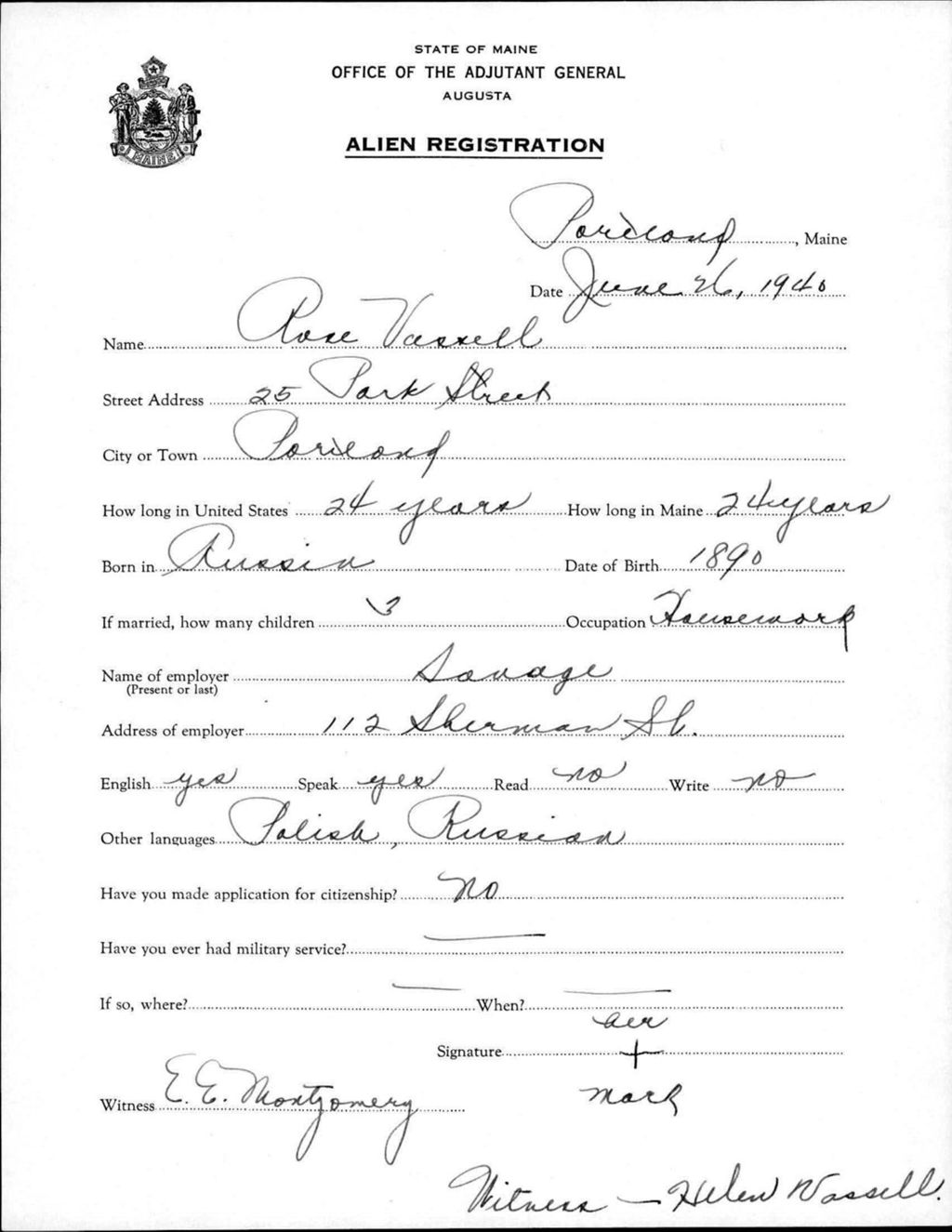 Miniature of Alien Registration- Vassell, Rose (Portland, Cumberland County)