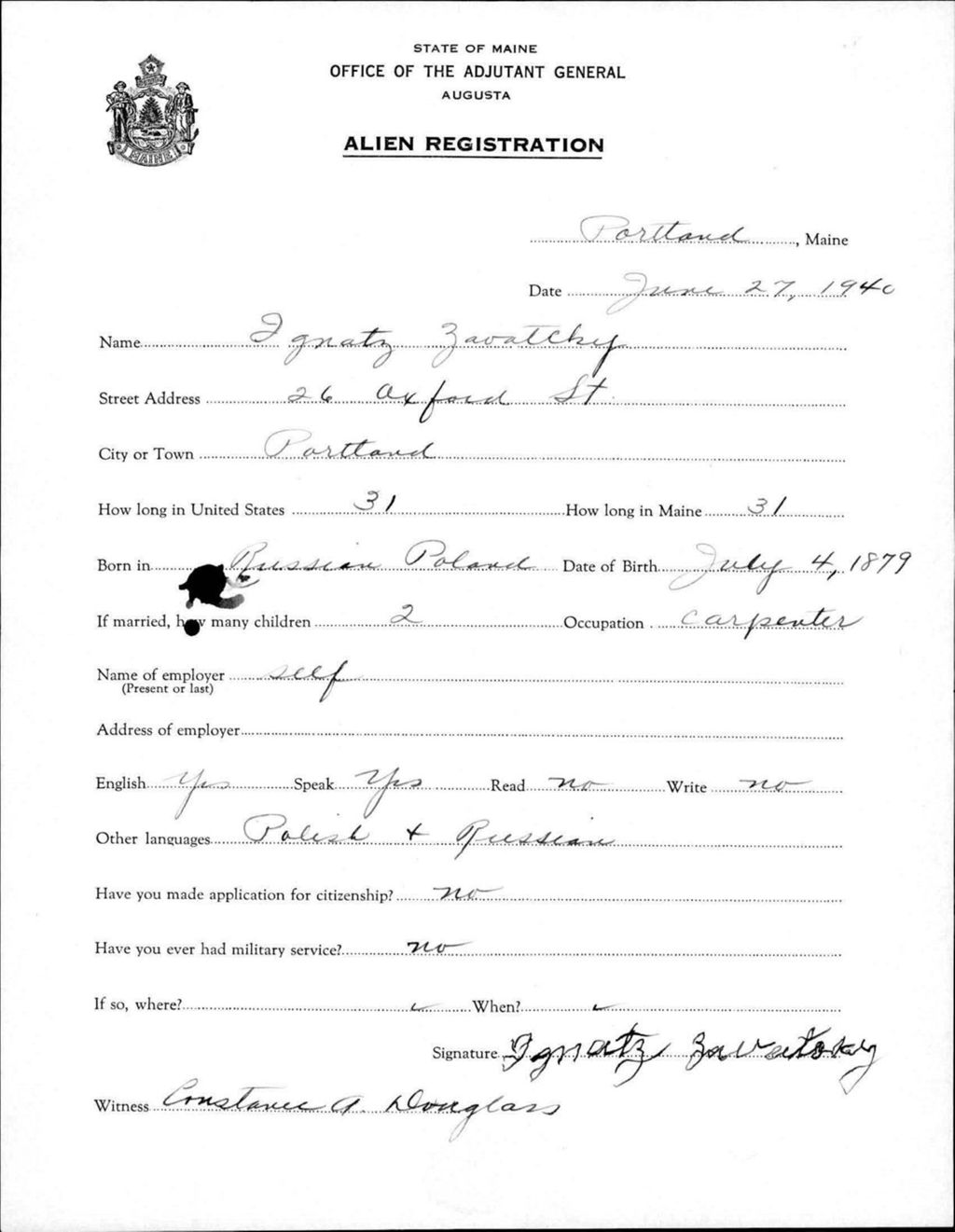 Miniature of Alien Registration- Zavatcky, Ignatz (Portland, Cumberland County)