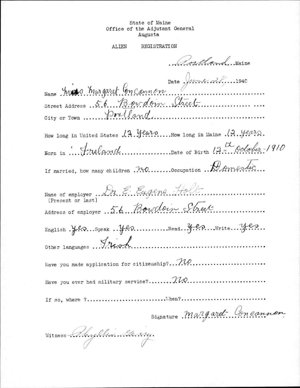 Miniature of Alien Registration- Concannon, Margaret (Portland, Cumberland County)