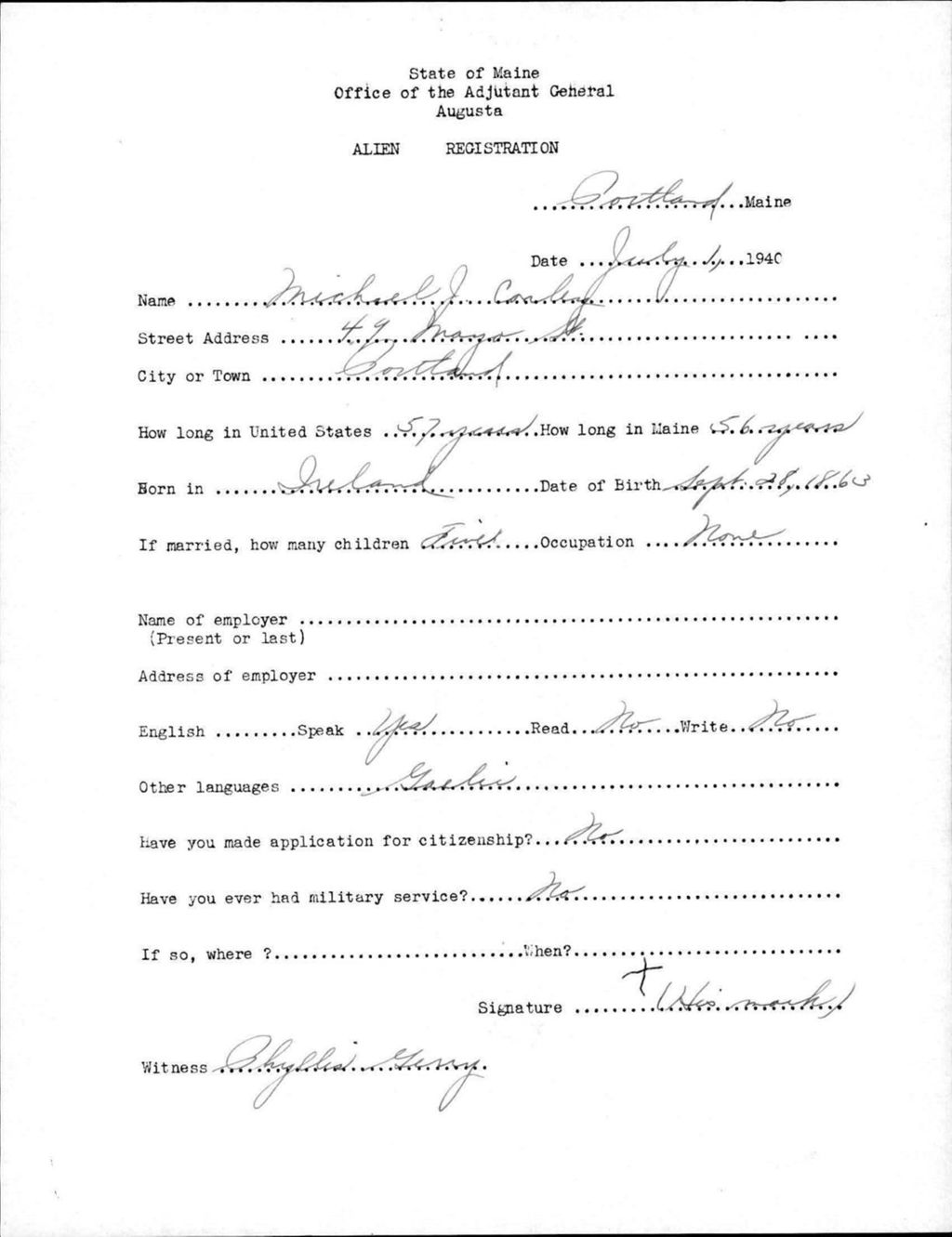 Miniature of Alien Registration- Conley, Michael J. (Portland, Cumberland County)