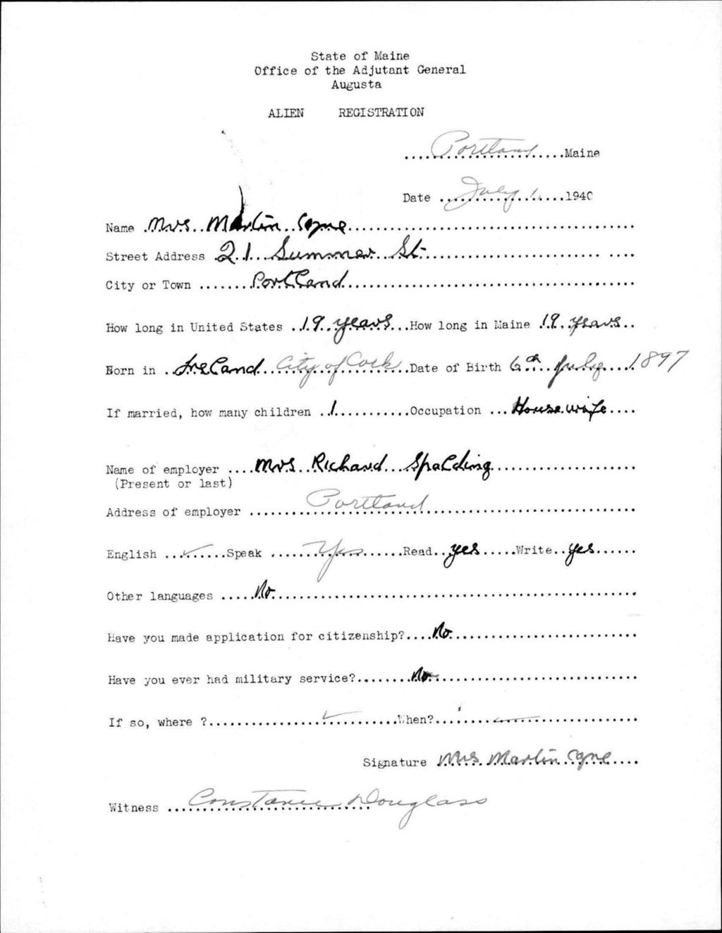Miniature of Alien Registration- Coyne, Martin (Portland, Cumberland County)