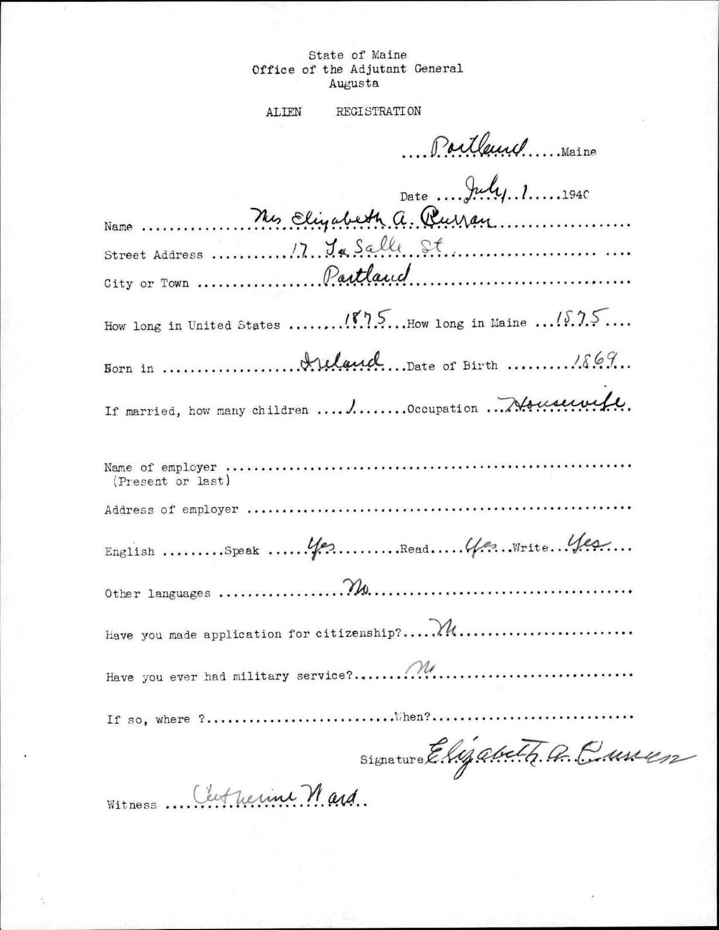 Miniature of Alien Registration- Curran, Elizabeth A. (Portland, Cumberland County)