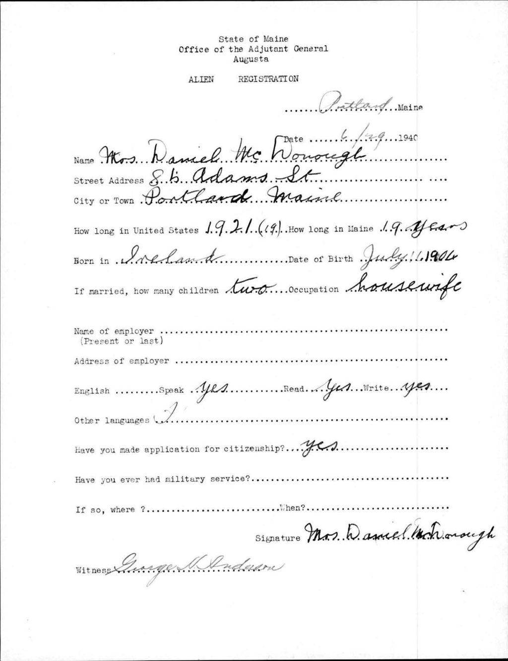 Miniature of Alien Registration- Mcdonough, Daniel (Portland, Cumberland County)