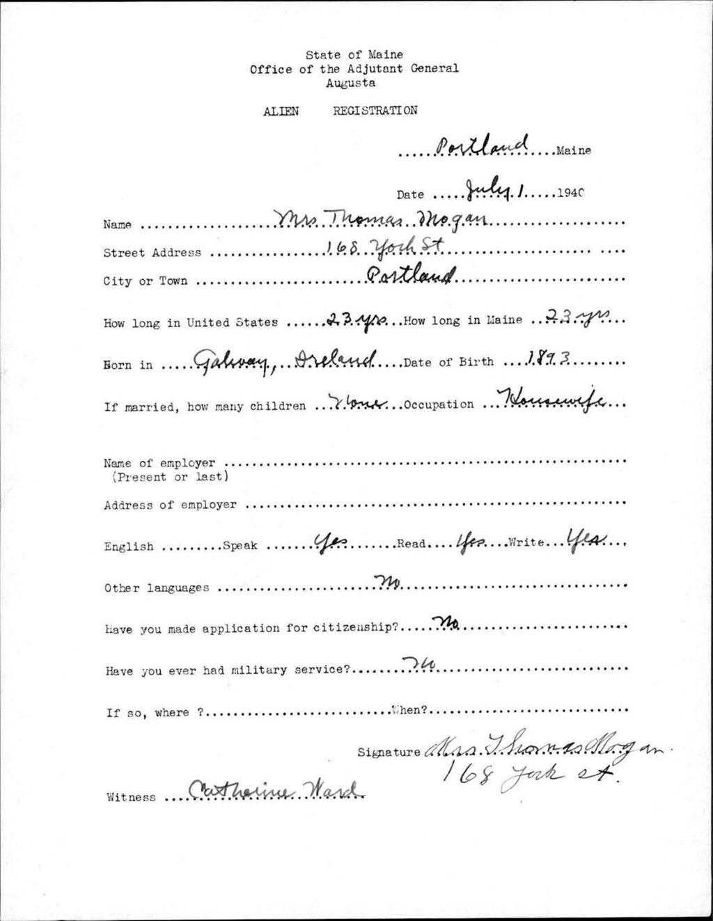 Miniature of Alien Registration- Mogan, Thomas (Portland, Cumberland County)