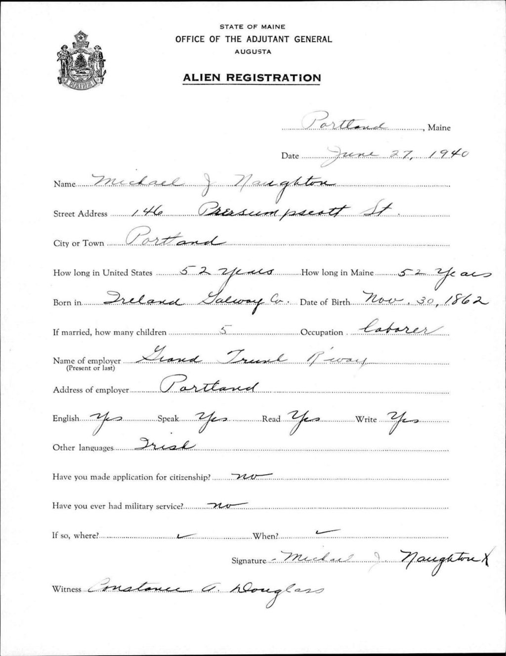Miniature of Alien Registration- Naughton, Michael J. (Portland, Cumberland County)