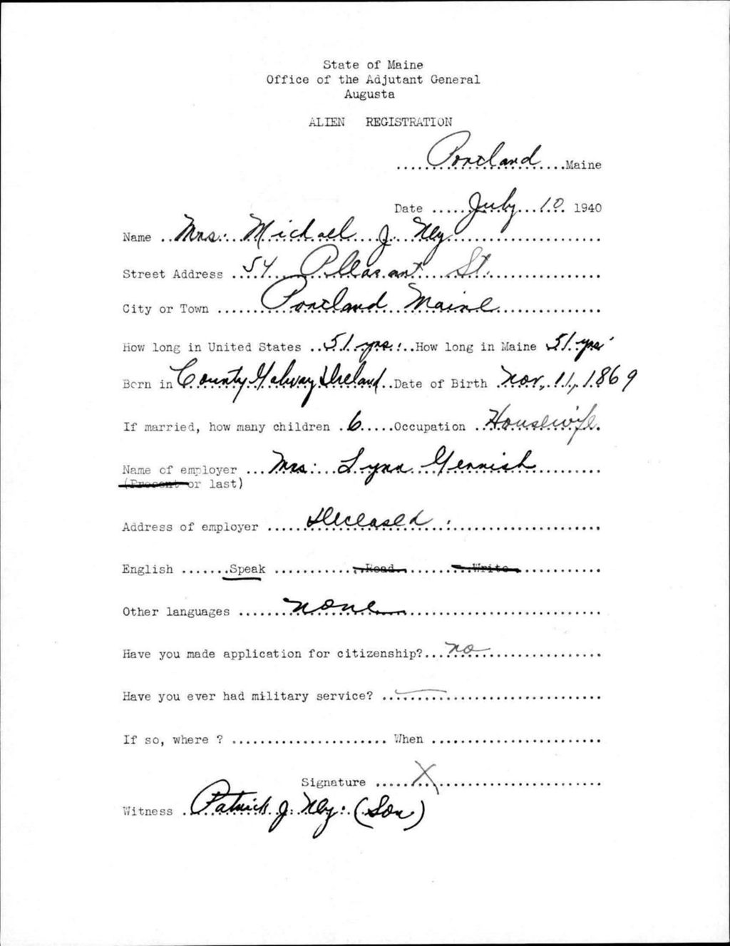 Miniature of Alien Registration- Ney, Michael J. (Portland, Cumberland County)