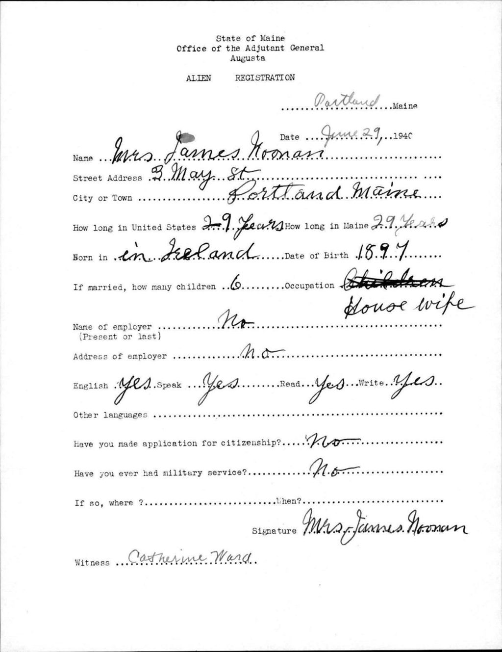 Miniature of Alien Registration- Noonan, James (Portland, Cumberland County)