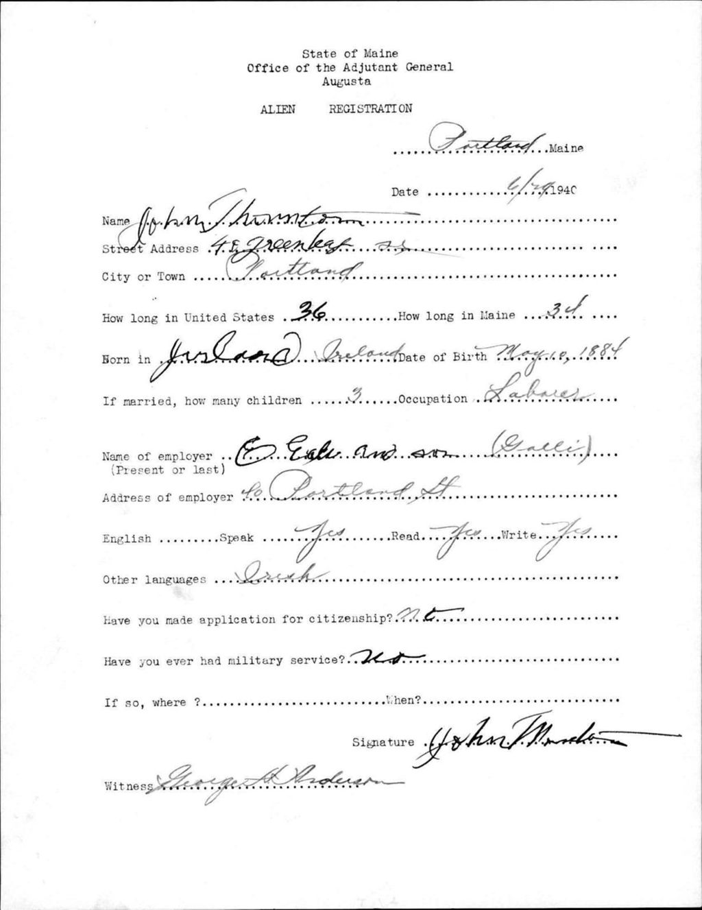 Miniature of Alien Registration- Thornton, John (Portland, Cumberland County)