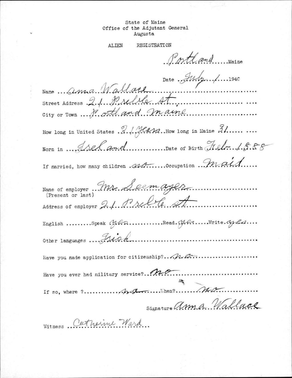 Miniature of Alien Registration- Wallace, Anna (Portland, Cumberland County)