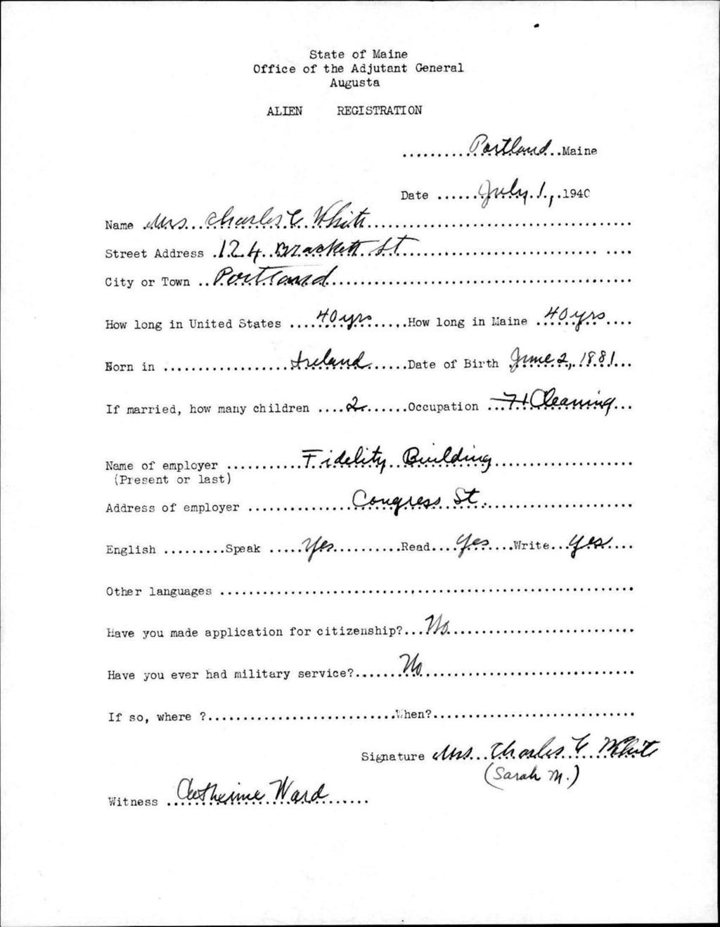 Miniature of Alien Registration- White, Sarah M. (Portland, Cumberland County)