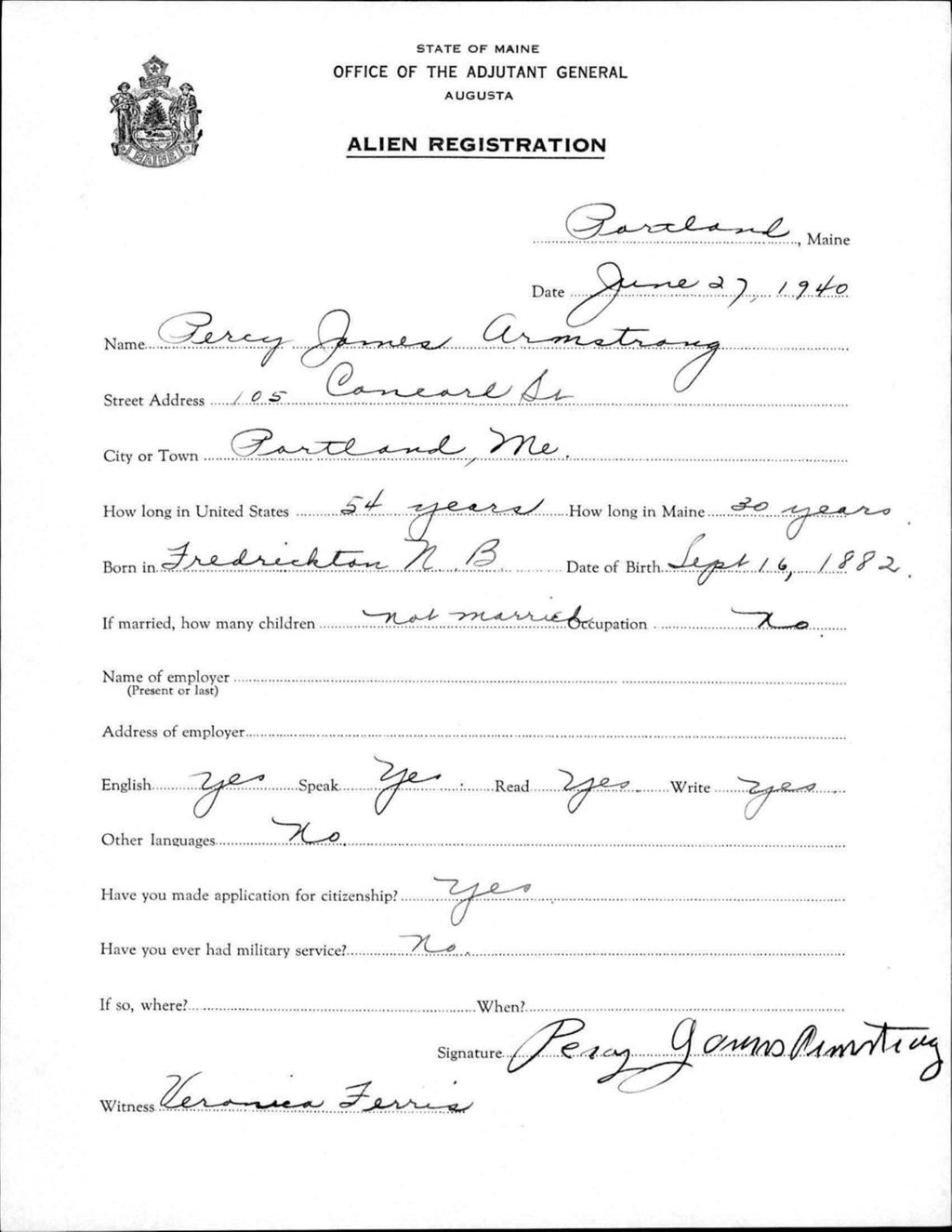 Miniature of Alien Registration- Armstrong, Percy J. (Portland, Cumberland County)