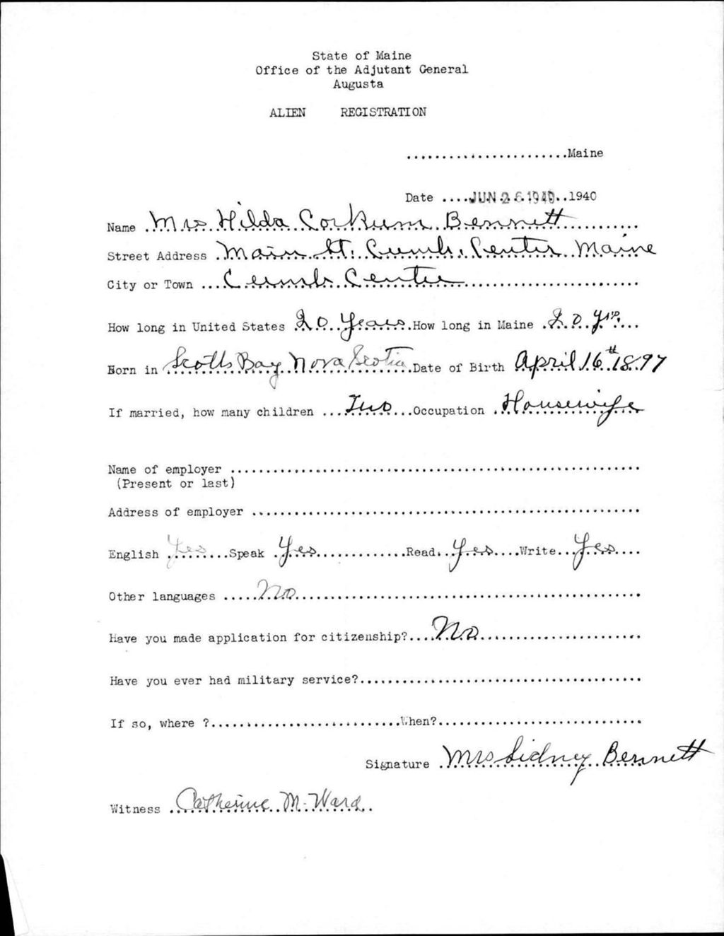 Miniature of Alien Registration- Corkum, Hilda (Portland, Cumberland County)