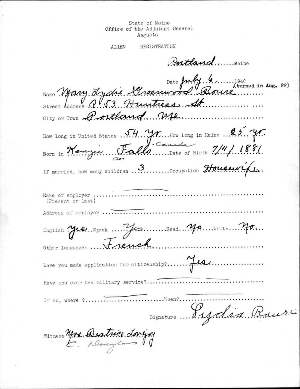 Miniature of Alien Registration- Greenwood, Mary L. (Portland, Cumberland County)