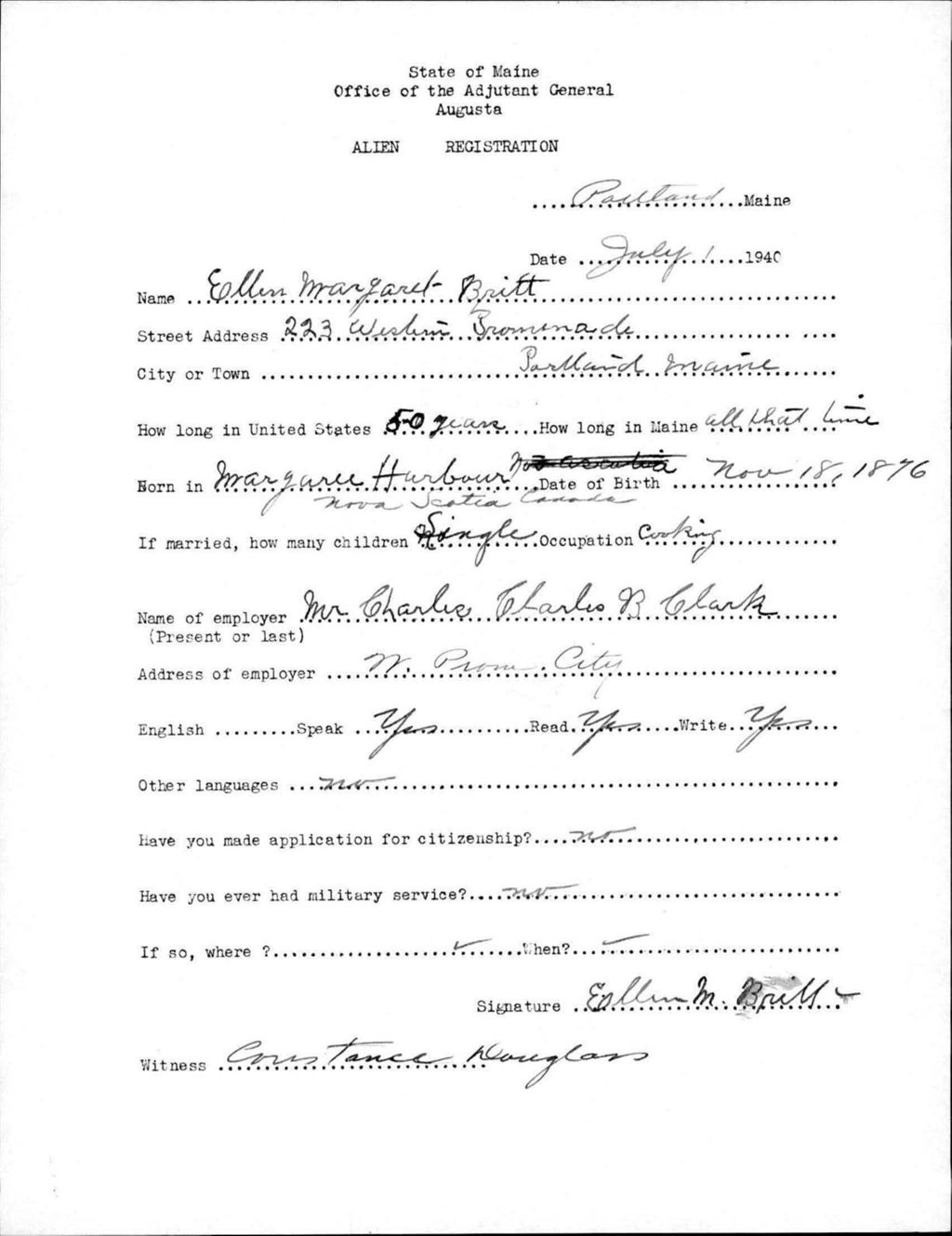 Miniature of Alien Registration- Britt, Ellen M. (Portland, Cumberland County)
