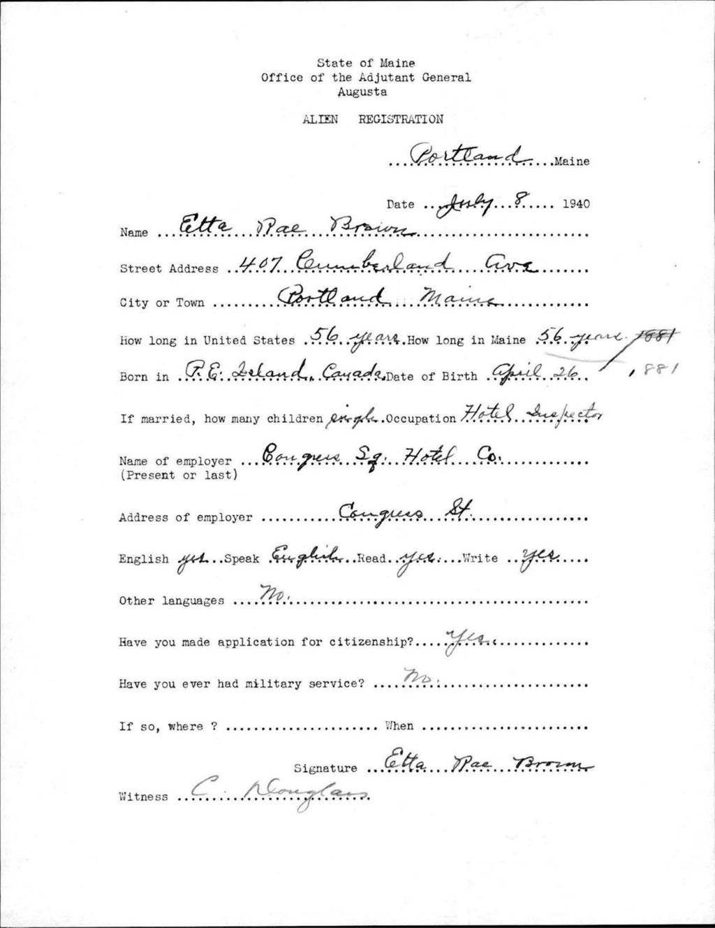 Miniature of Alien Registration- Brown, Etta R. (Portland, Cumberland County)