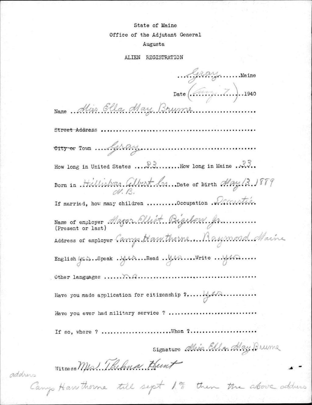 Miniature of Alien Registration- Brume, Ella M. (Portland, Cumberland County)
