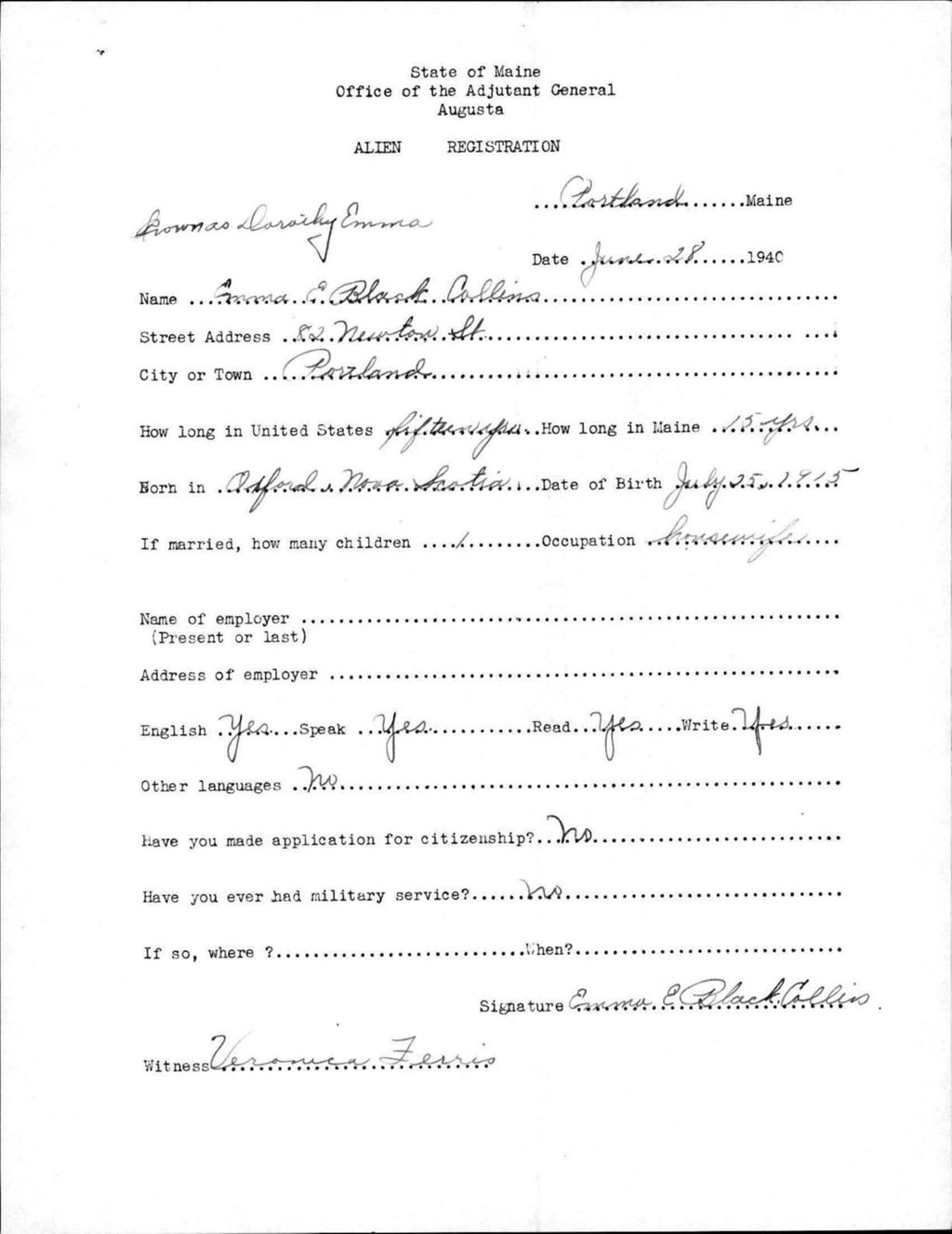 Miniature of Alien Registration- Black, Emma E. (Portland, Cumberland County)