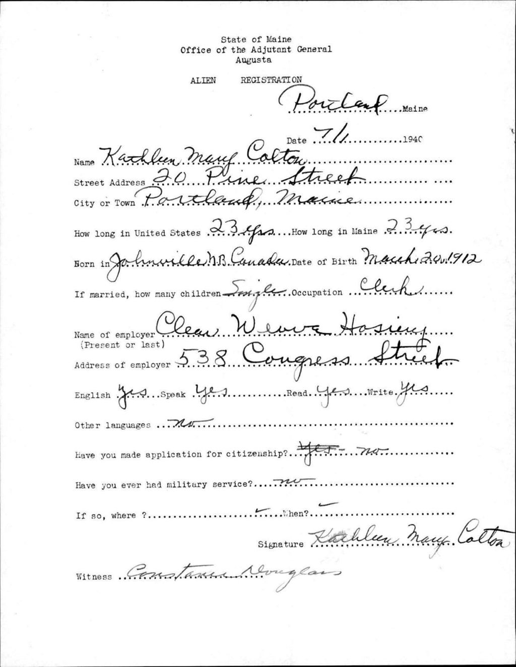 Miniature of Alien Registration- Colton, Kathleen M. (Portland, Cumberland County)
