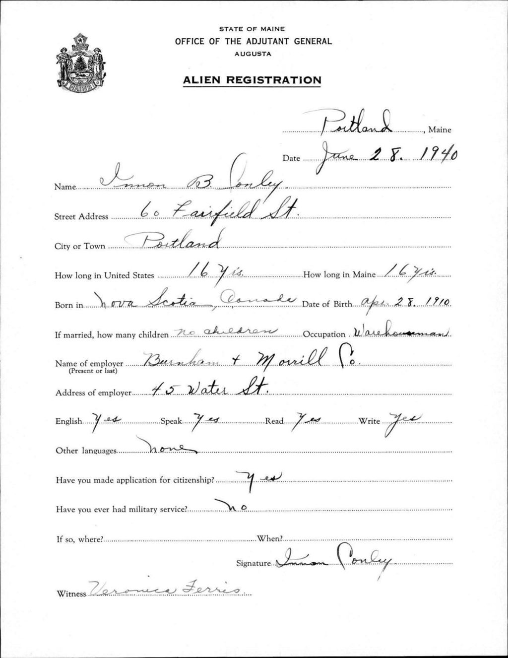 Miniature of Alien Registration- Conley, Innon B. (Portland, Cumberland County)