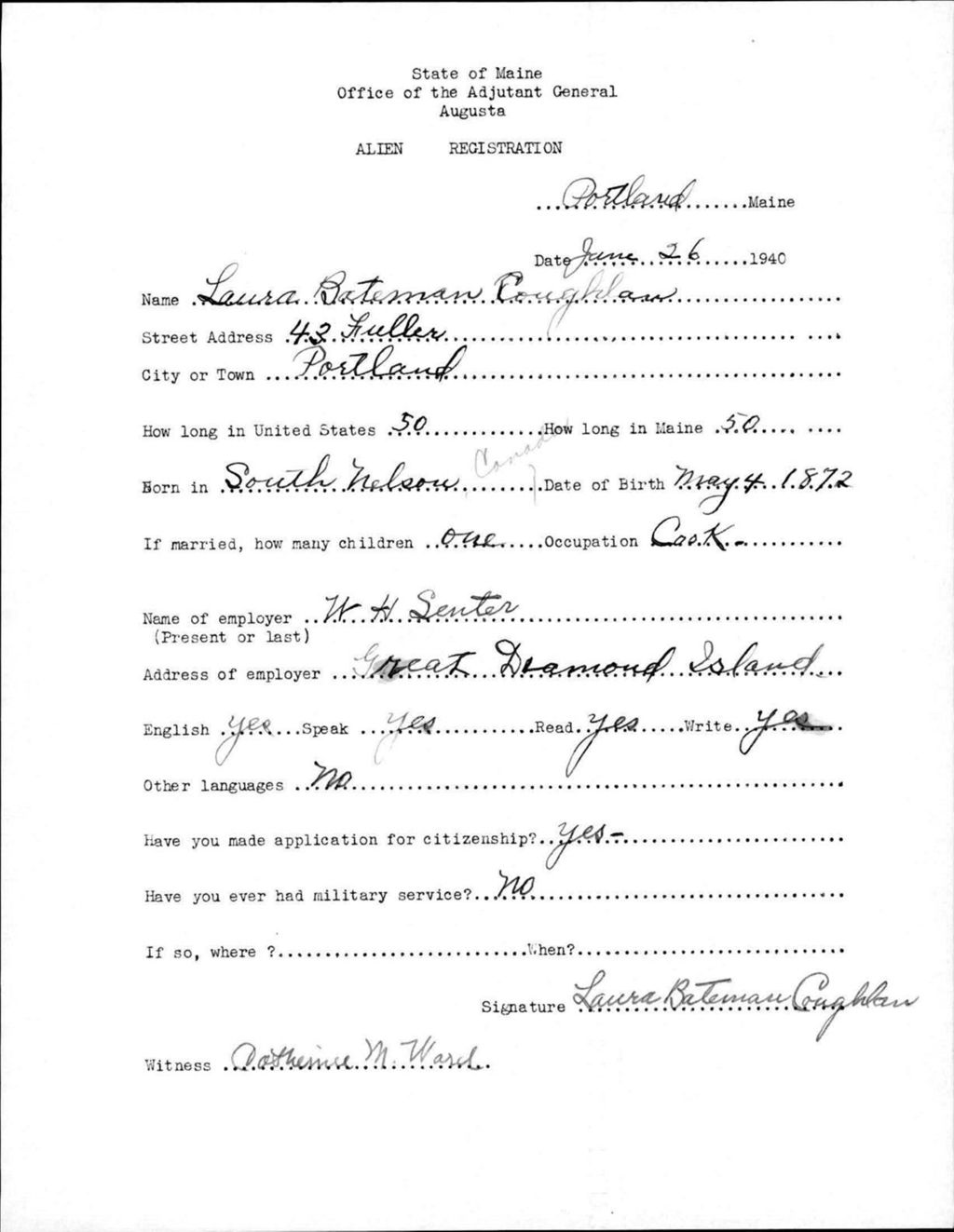 Miniature of Alien Registration- Bateman, Laura (Portland, Cumberland County)