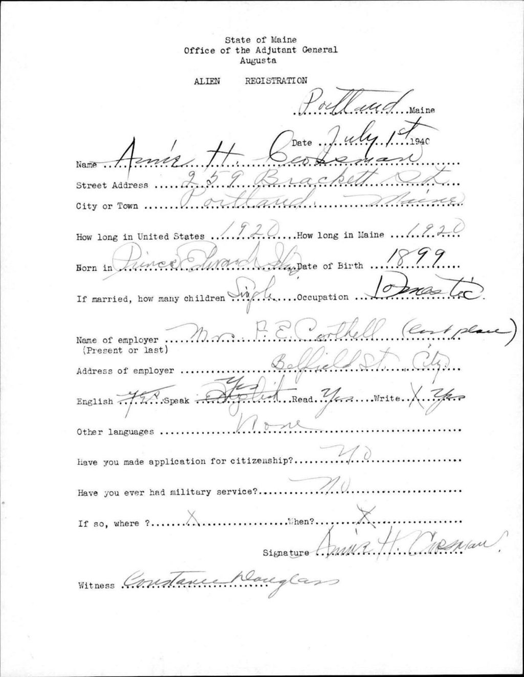 Miniature of Alien Registration- Crossman, Annie H. (Portland, Cumberland County)