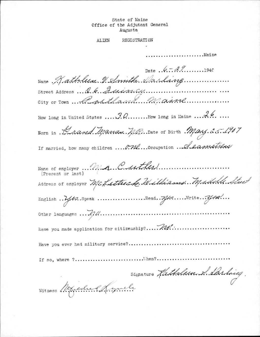 Miniature of Alien Registration- Smith, Kathleen V. (Portland, Cumberland County)