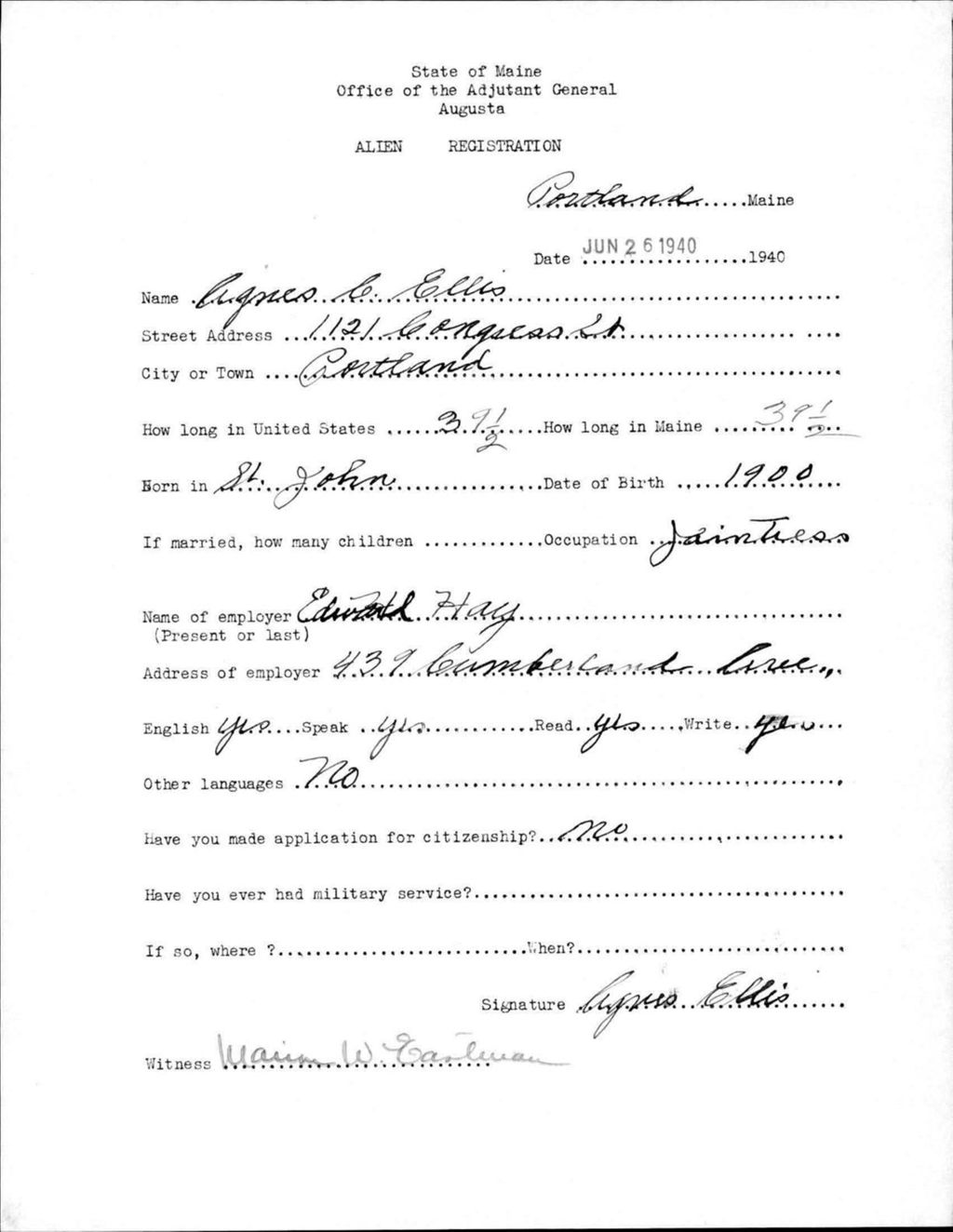 Miniature of Alien Registration- Ellis, Agnes C. (Portland, Cumberland County)