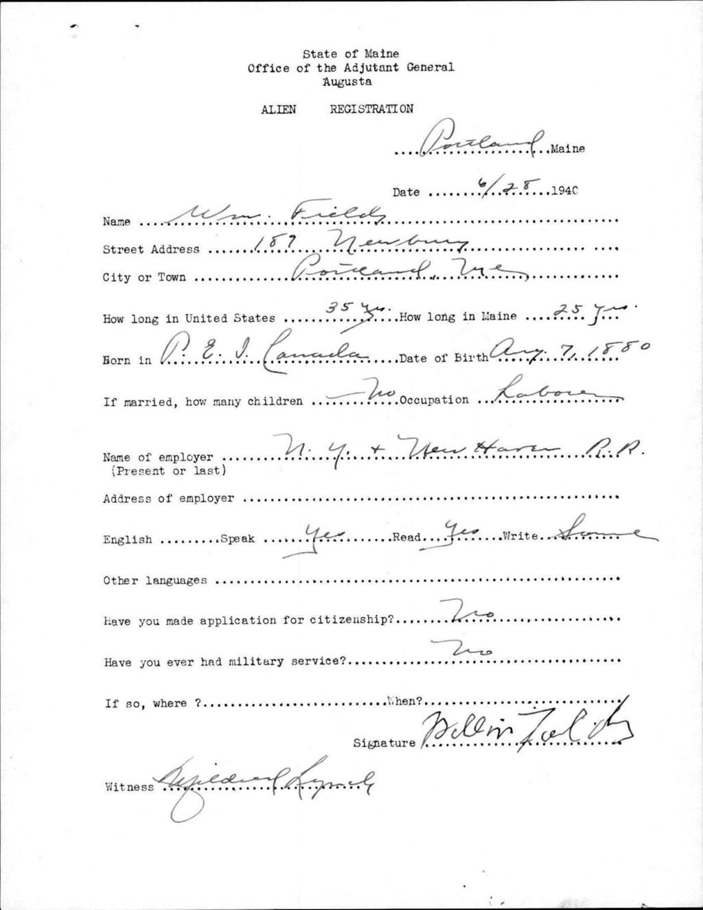 Miniature of Alien Registration- Fields, William (Portland, Cumberland County)