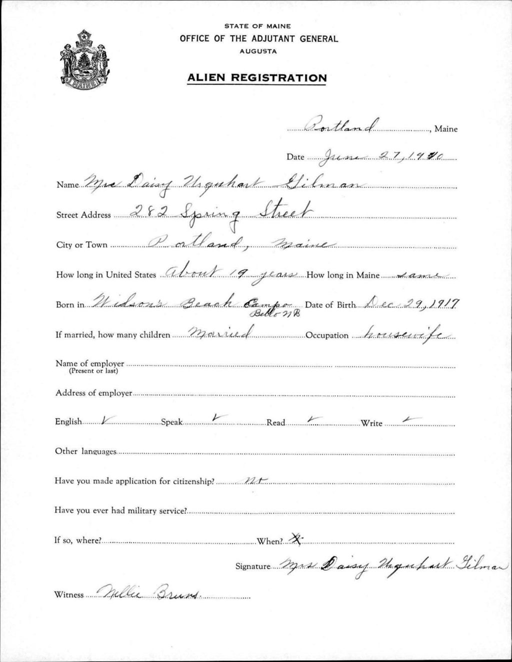 Miniature of Alien Registration- Urquhart, Daisy (Portland, Cumberland County)