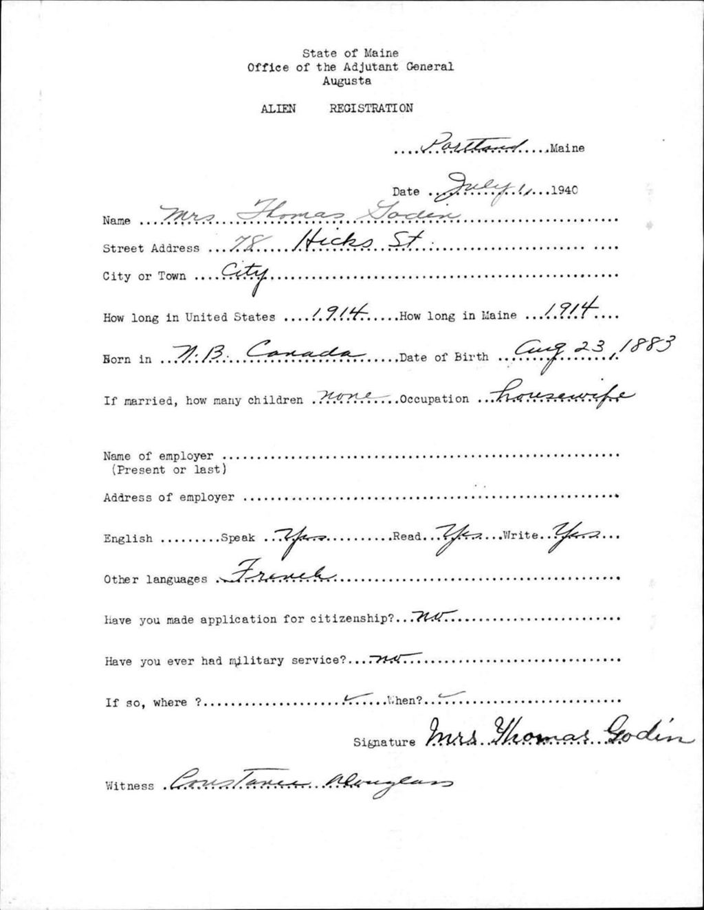 Miniature of Alien Registration- Godin, Thomas (Portland, Cumberland County)