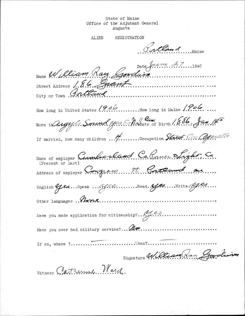 Miniature of Alien Registration- Goodwin, William R. (Portland, Cumberland County)