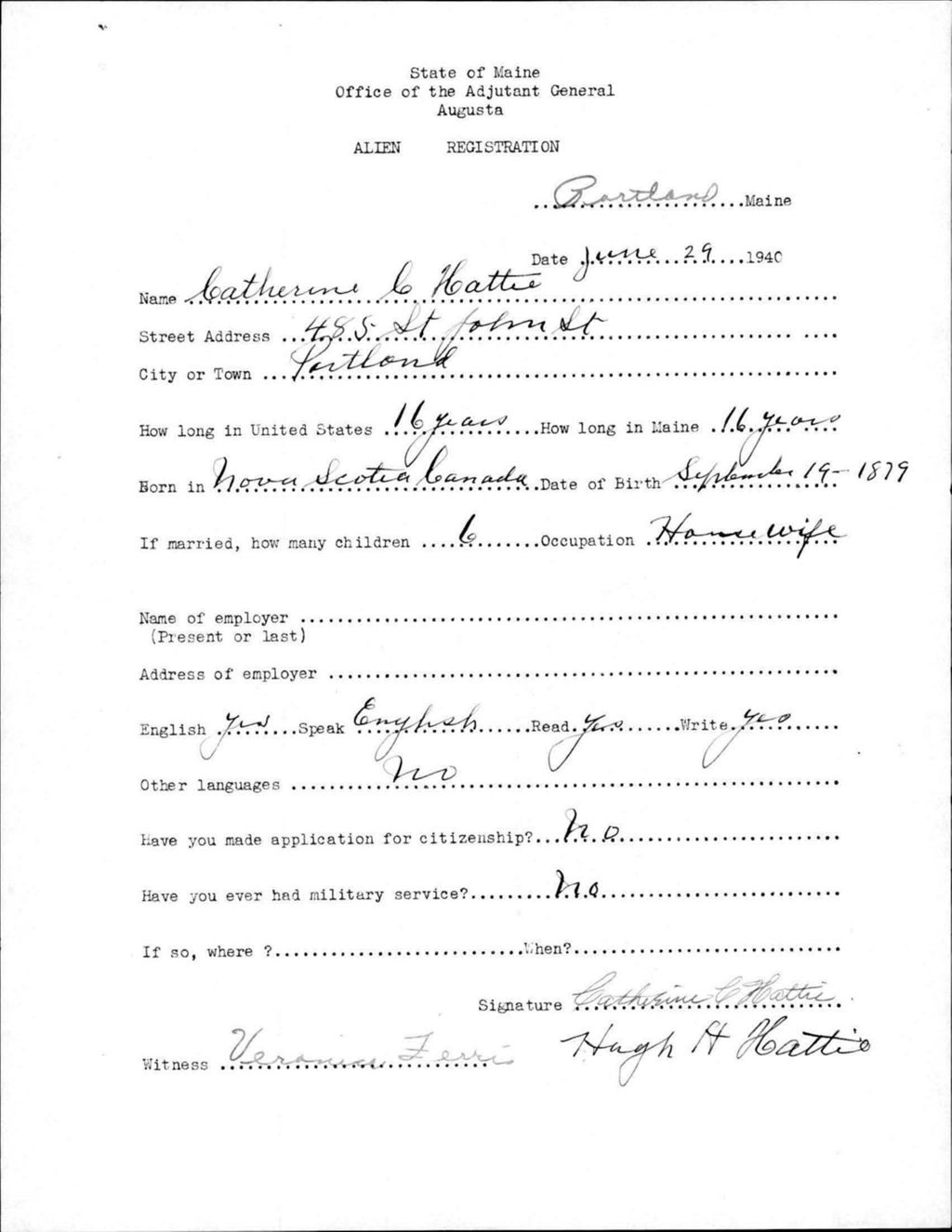 Miniature of Alien Registration- Hattie, Catherine C. (Portland, Cumberland County)