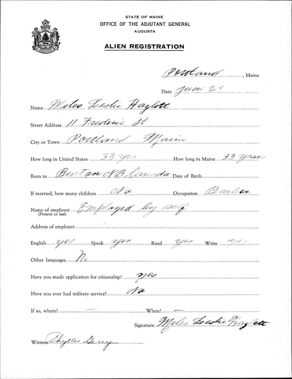 Miniature of Alien Registration- Hazlett, Miles L. (Portland, Cumberland County)