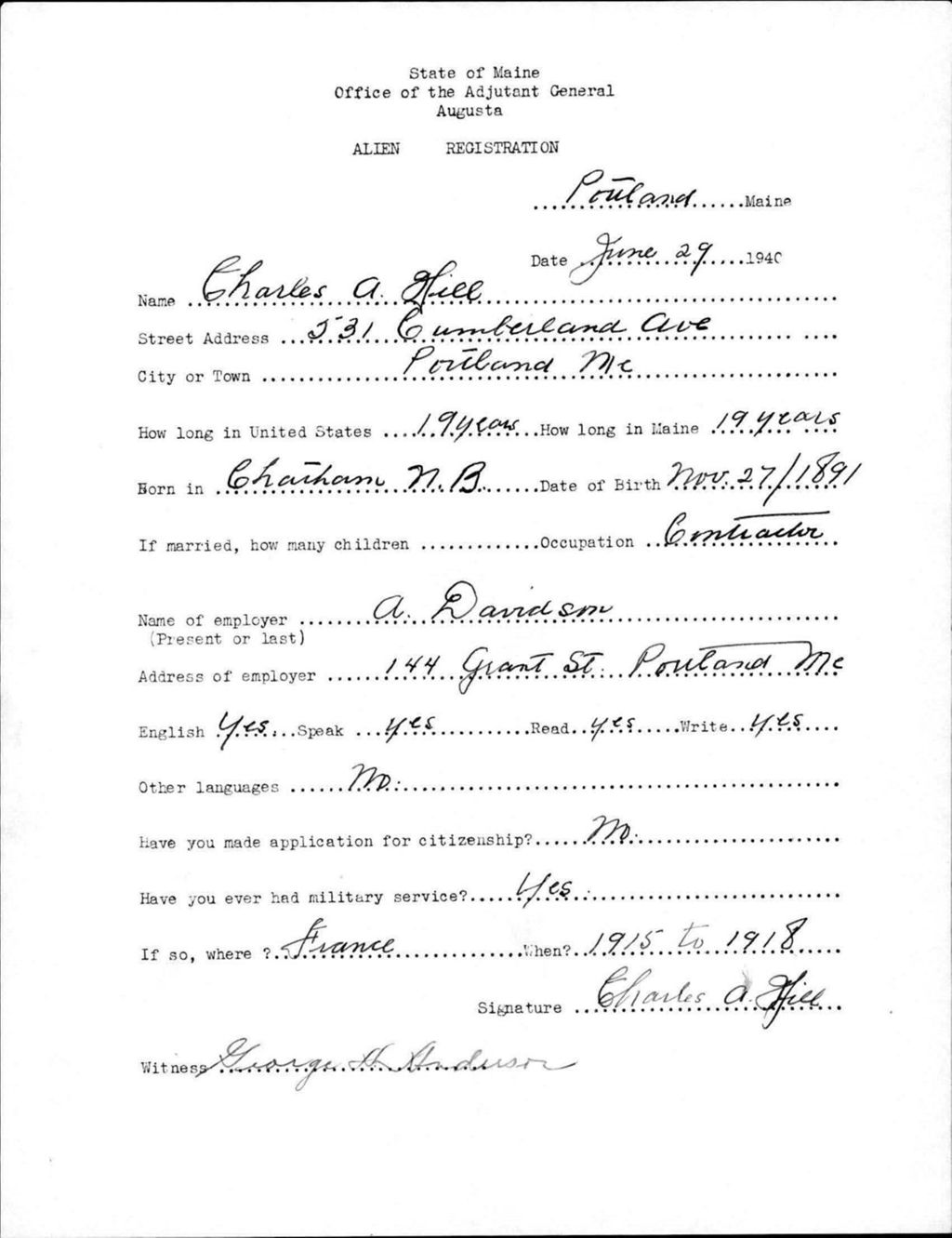 Miniature of Alien Registration- Hill, Charles A. (Portland, Cumberland County)