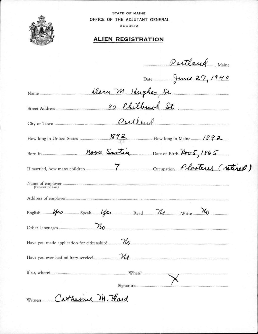 Miniature of Alien Registration- Hughes, Dean M.,Sr. (Portland, Cumberland County)