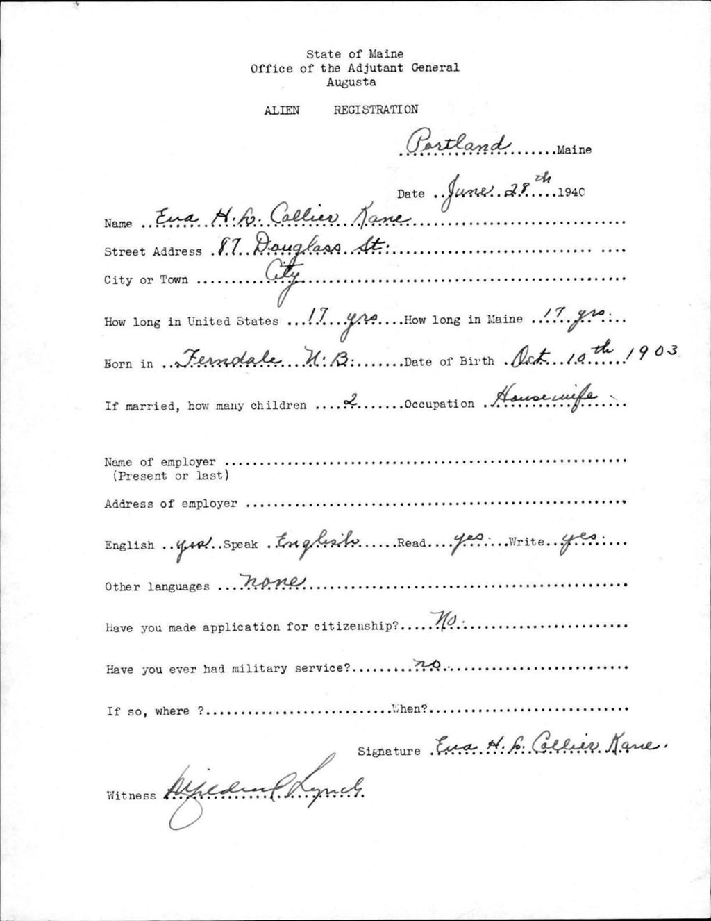 Miniature of Alien Registration- Collier, Eva H L. (Portland, Cumberland County)