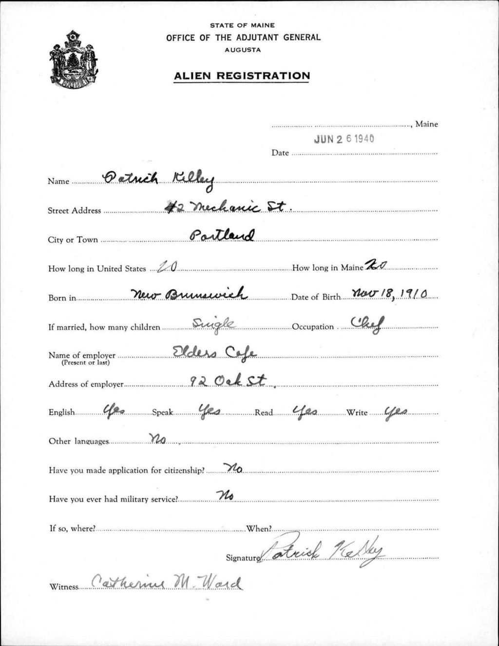 Miniature of Alien Registration- Kelly, Patrick (Portland, Cumberland County)