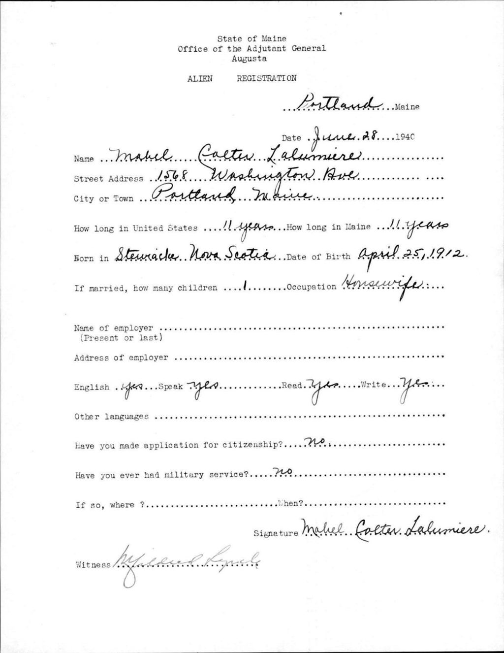 Miniature of Alien Registration- Colter, Mabel (Portland, Cumberland County)