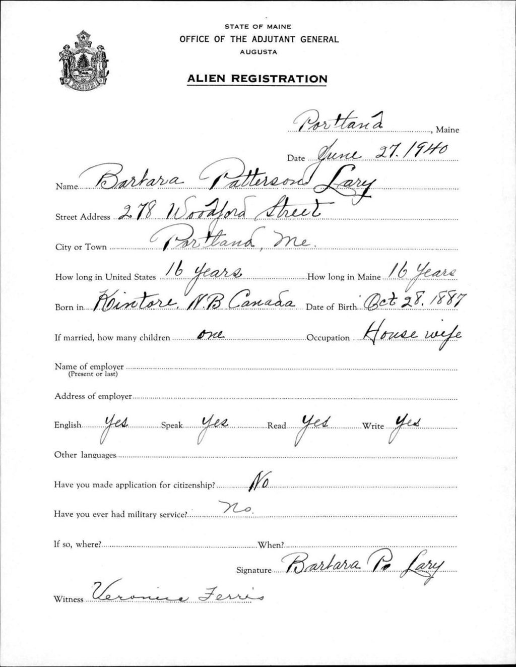 Miniature of Alien Registration- Patterson, Barbara (Portland, Cumberland County)