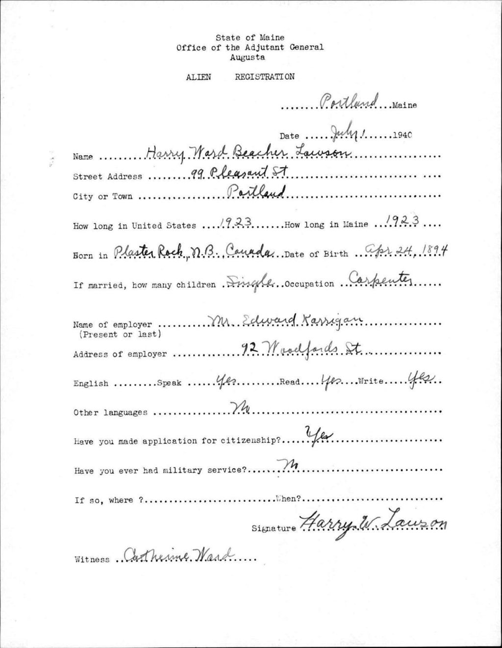 Miniature of Alien Registration- Lawson, Harry Ward B. (Portland, Cumberland County)