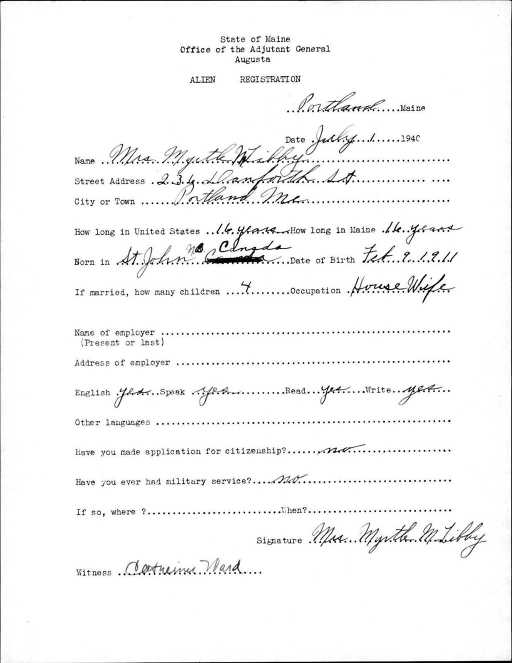 Miniature of Alien Registration- Libby, Myrtle M. (Portland, Cumberland County)